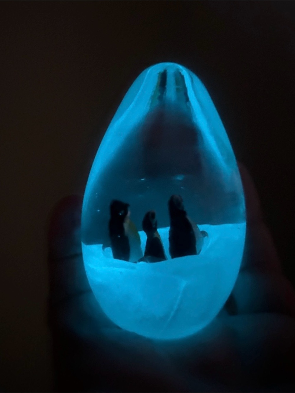 Hand Blown Glass Penguin Glow In The Dark Paper Weight